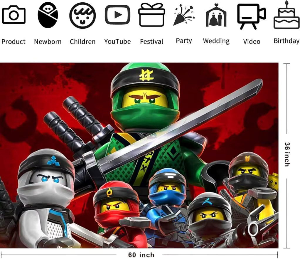 Bandai Ninja Geburtstag Party Dekoration Set mit Latex Ballons, Banner und Kuchen Topper in Mehrfarbig - Bild 1