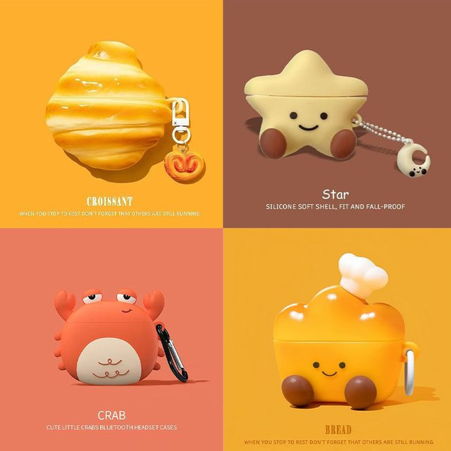 Silikon Schutzhülle mit Cartoon-Krabben-Design für Apple AirPods Pro 1, 2, 3 und AirPods 4 - Bild 1
