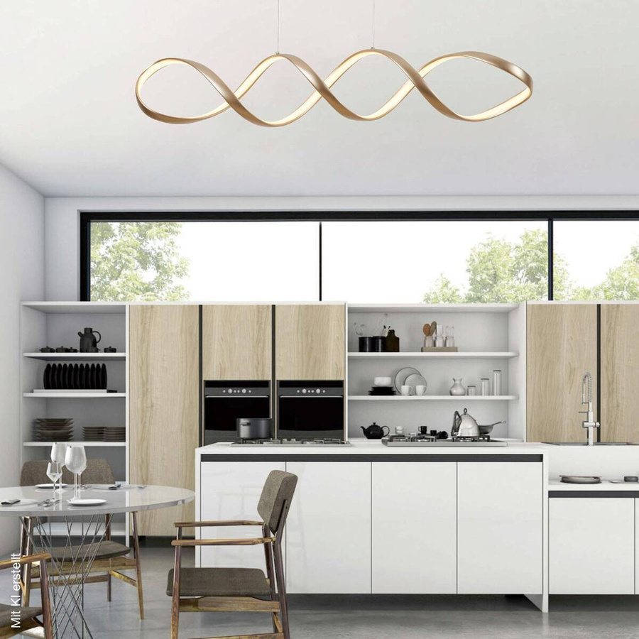 Pocoline LED-Pendelleuchte Malte in Gold/Messing aus Metall, B: 18 cm, H: 120 cm, T: 107 cm - Bild 2