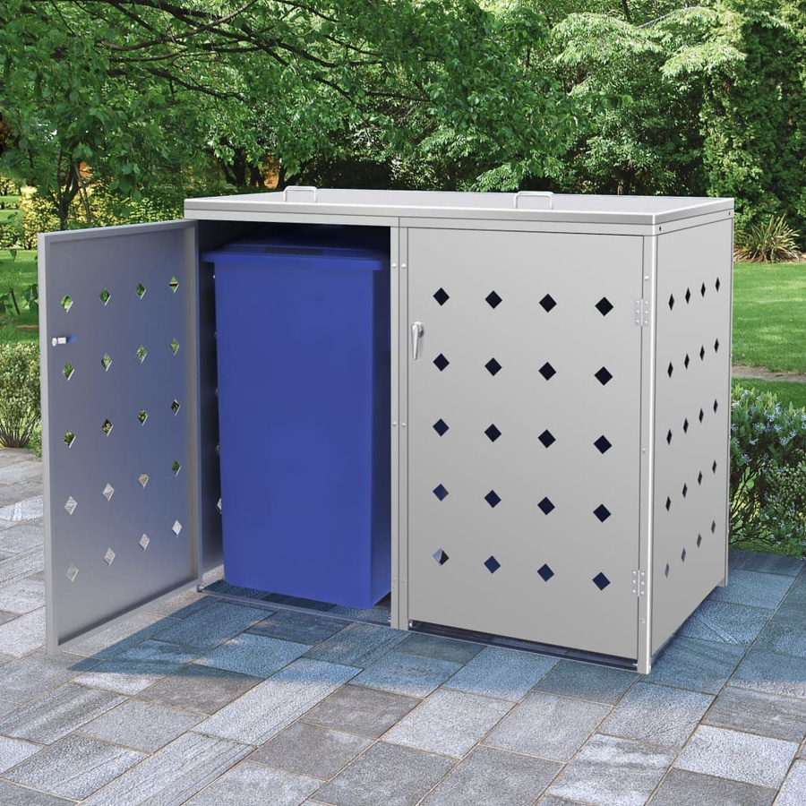 vidaXL Mülltonnenbox für zwei 240 L Tonnen aus Edelstahl - Bild 2