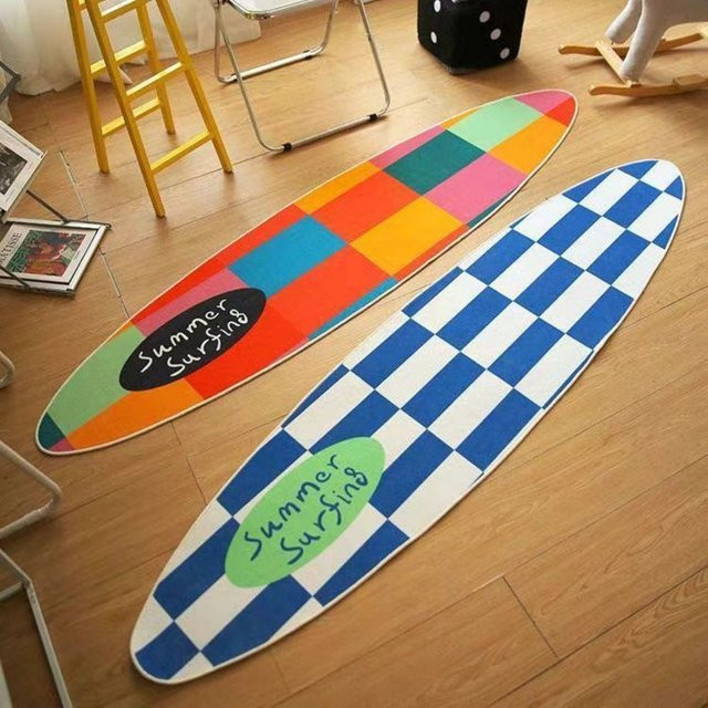 VIKAMA Sommer-Surfteppich mit buntem Karomuster in Multicolour, oval, Breite: 120 cm, Tiefe: 40 cm, Höhe: 40 cm - Bild 1