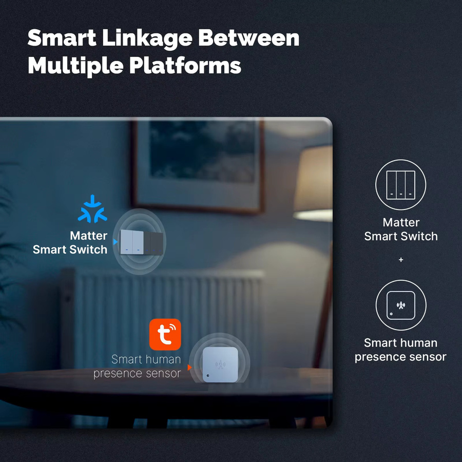 MOES Smart Switch Tuya WiFi Matter Lichtschalter in Weiß für Apple HomeKit, Alexa und Google Home, EU Version - Bild 2