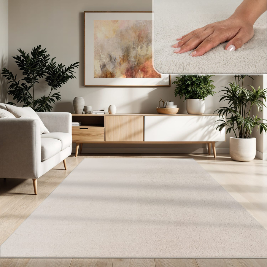 Teppich Calissa in Creme/Beige, rechteckig, waschbar und für Fußbodenheizung geeignet, B/T: 200 x 280 cm - Bild 2