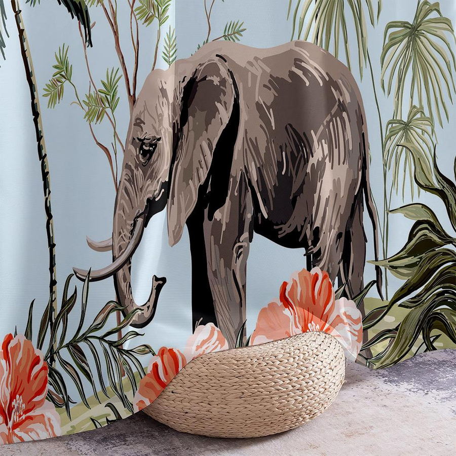 Dekorative Vorhänge mit tropischer Vegetation im 3D-Druck-Design, 2er-Set, Mehrfarbig, B: 50 cm, H: 140 cm - Bild 2