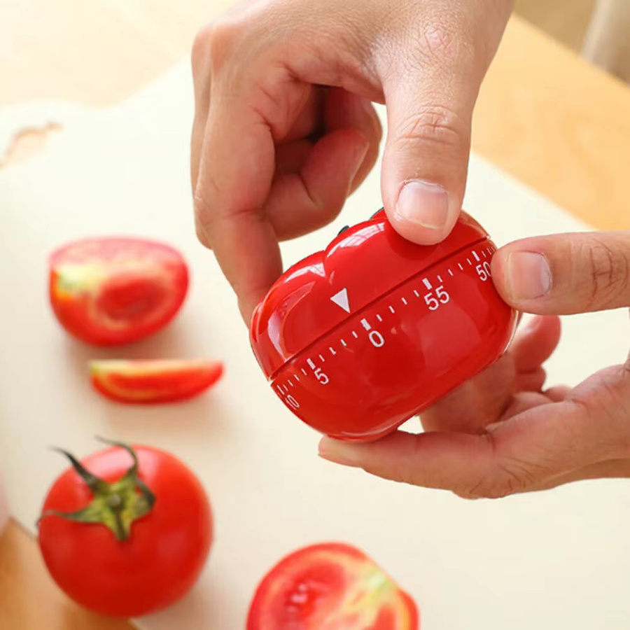 Roter Tomaten-Timer als Countdown-Wecker für Kinder und Schüler zur Unterstützung beim Zeitmanagement in der Küche oder bei den Hausaufgaben aus Kunststoff - Bild 3