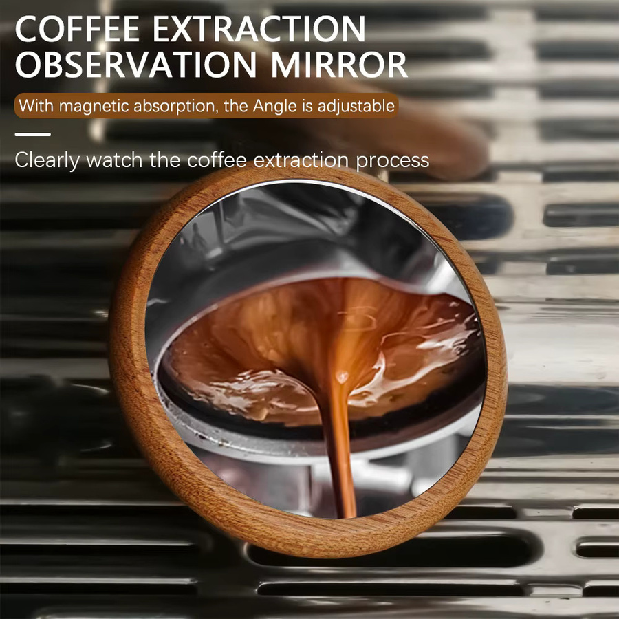 Espresso-Shot-Spiegel von dalinwell in Silber, runder Beobachtungsspiegel für bodenlosen Siebträger zur Kontrolle der Kaffeeextraktion - Bild 2