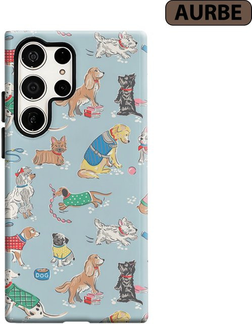 Aurbe Handyhülle mit niedlichem Hundemotiv für Samsung Galaxy S26 S25 S24 S23 Ultra Plus HD Hardcase mit doppellagiger Schutzfolie - Bild 1
