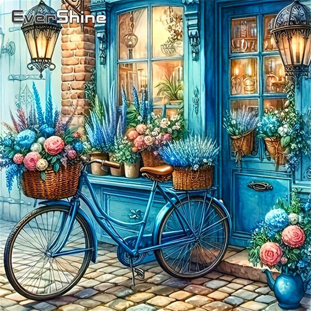 Evershine Diamond Painting Set mit Blumen-Motiv und Rundsteinen in Mehrfarbig, B/H: 20 x 20 cm - Bild 1