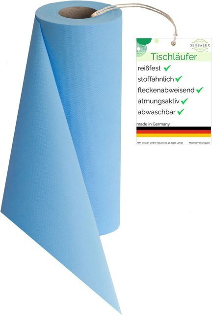 Sensalux Vlies-Tischläufer Hellblau, wasserabweisend und waschbar, Breite: 30 cm, Länge: 25 m - Bild 1