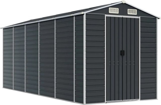 vidaXL Gartenhaus aus verzinktem Stahl in Anthrazit mit Schrägdach, B/T/H: 191 x 470 x 198 cm - Bild 1