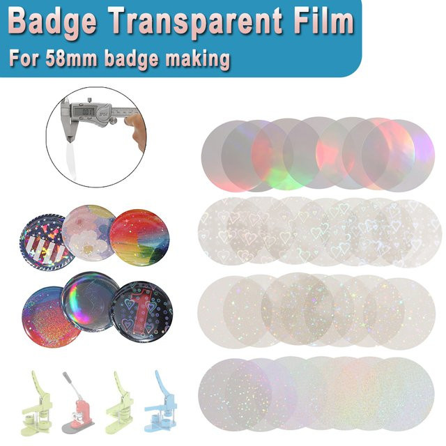 100 Stück transparente Kunststoff-Schutzfolien für 58 mm Abzeichen-Pins zum DIY-Basteln - Bild 1