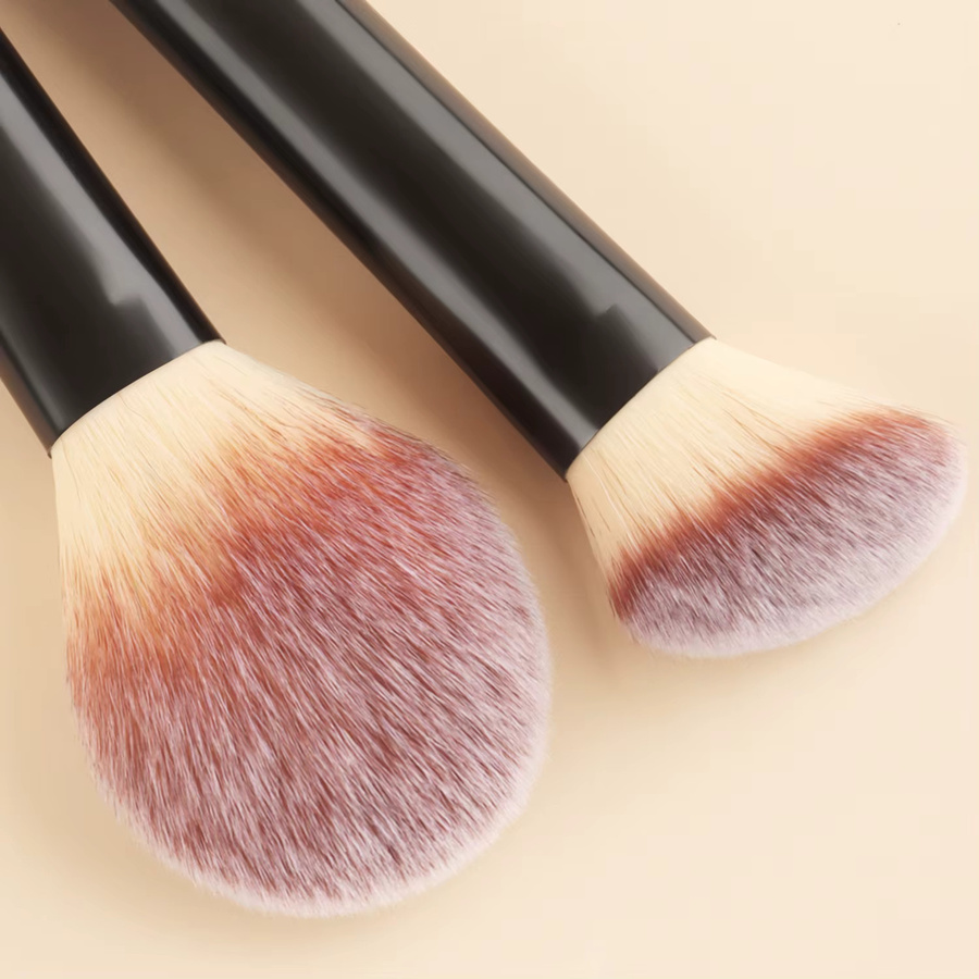 Ronshadow Pinselset, 6-teilig, Schwarz, für Gesicht und Augen, mit 2 Puderquasten und 2 Schwämmen, Unisex - Bild 2