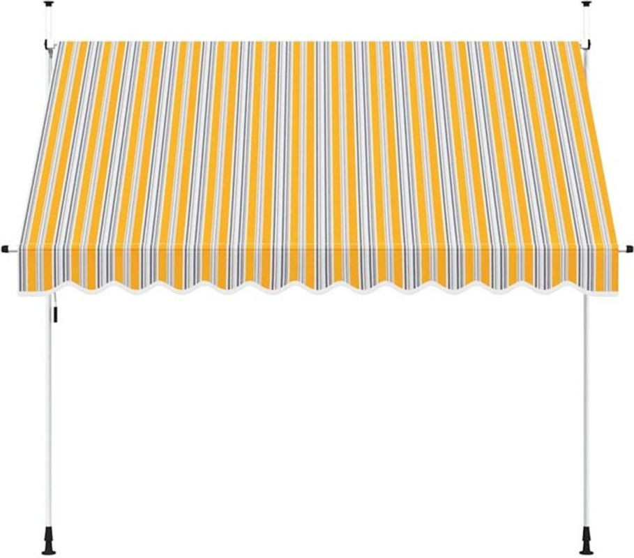 VIDAXL Manuelle einziehbare Markise aus Polyester und Stahl, Gelb-Blau Gestreift, Breite: 300 cm - Bild 1