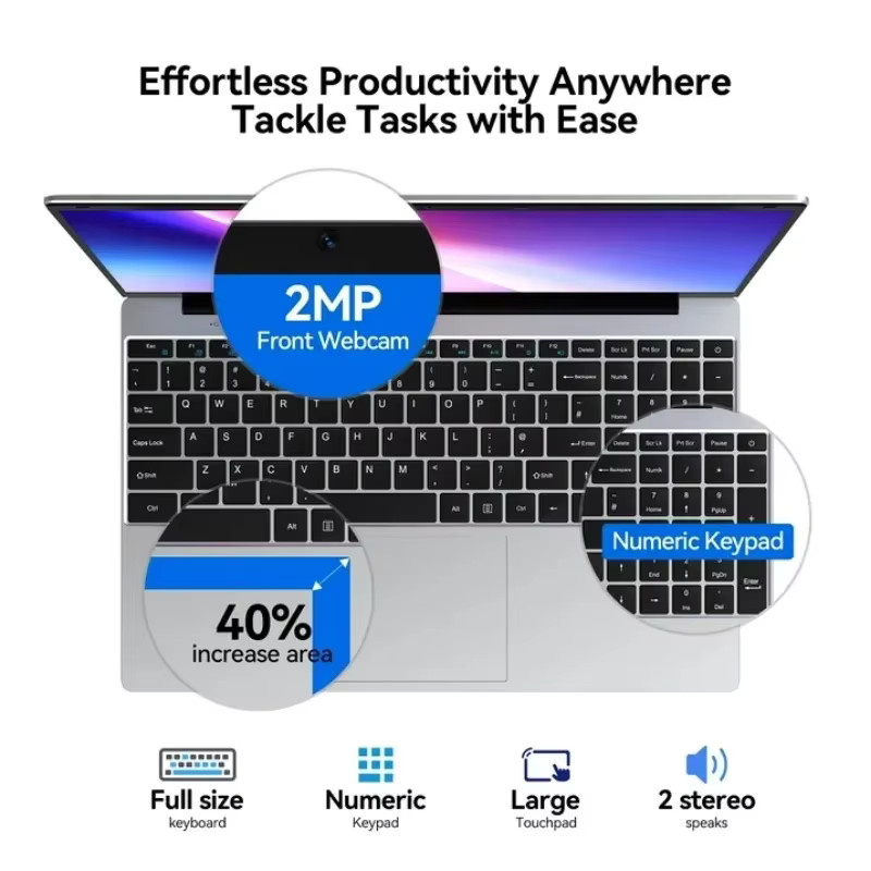 Intel Notebook mit 15,6 Zoll FHD-IPS-Display, 120 Hz, Intel i9-9880H, 32 GB RAM, 2 TB SSD, beleuchtete Tastatur, Silber - Bild 3