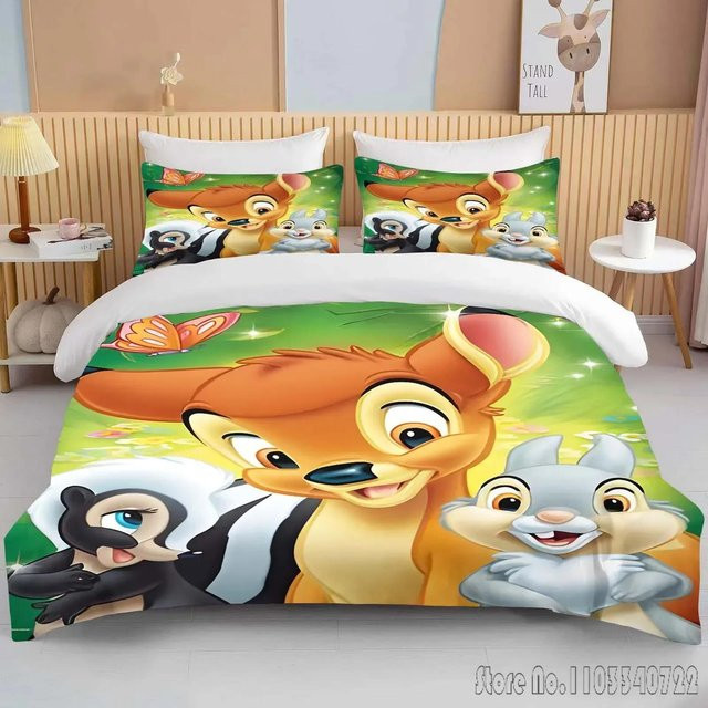 Bambi Bettwäsche-Set aus Mikrofaser mit Anime-Print, Multicolor, B/H: 229 x 229 cm - Bild 1