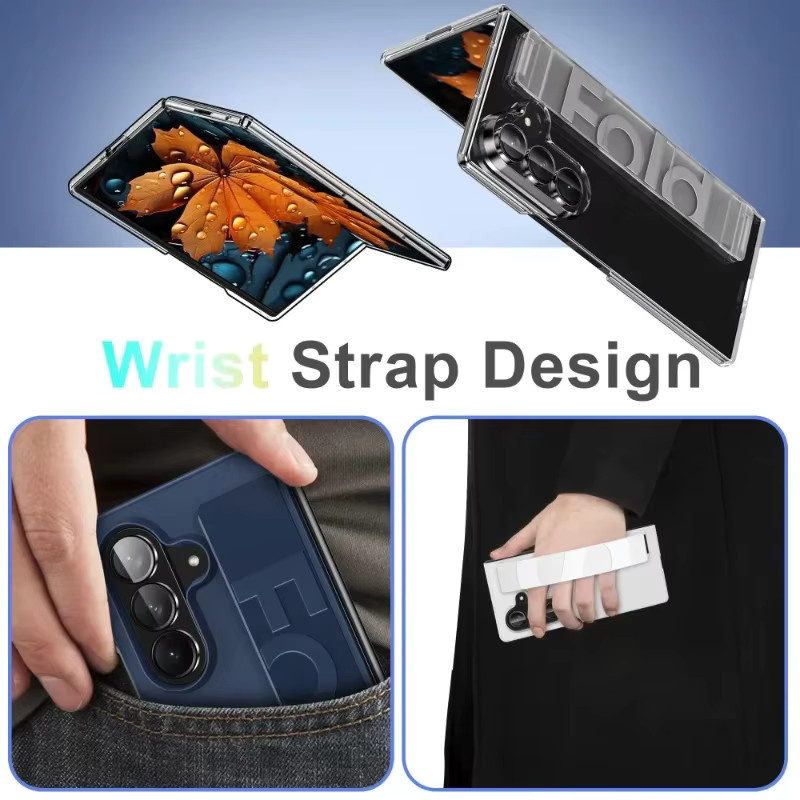Stoßfeste und ultradünne Handyhülle mit elastischem Armband für Samsung Galaxy Z Fold und S-Serie in Transparent - Bild 3