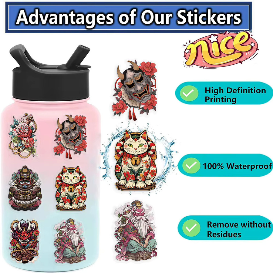 50 oder 100 Stück transparente japanische Tattoo-Kunstaufkleber aus wasserfestem PET für Scrapbooking, Gitarren und Laptop-Dekoration in Multicolour - Bild 3