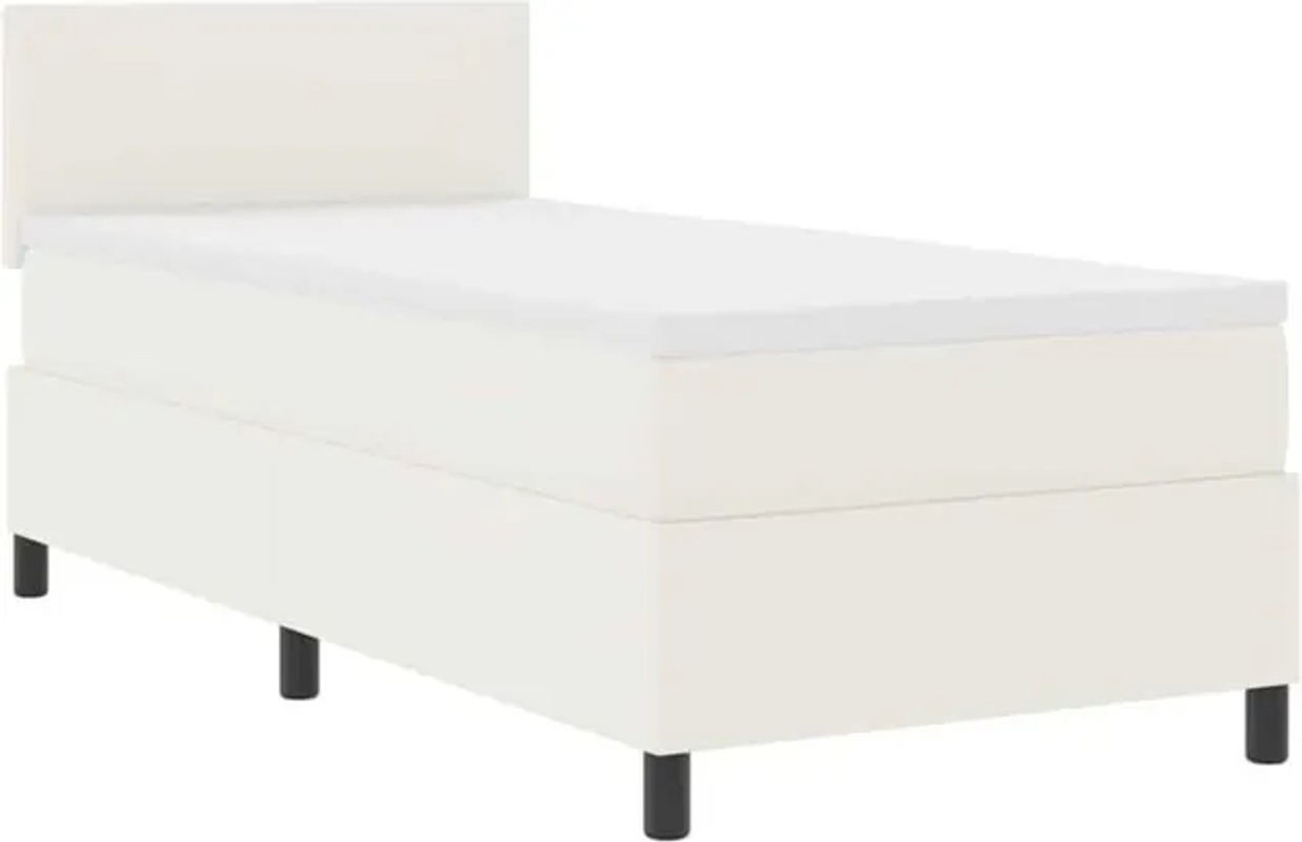 vidaXL Boxspringbett in Beige und Weiß aus Cordstoff, B/T/H: 200 x 100 x 88 cm - Bild 1