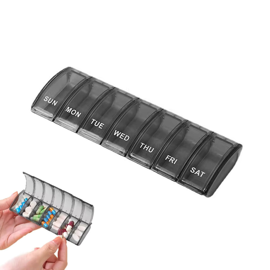 Untior Pillenorganizer, 7-Fächer, transparent, grau, Unisex - Bild 2