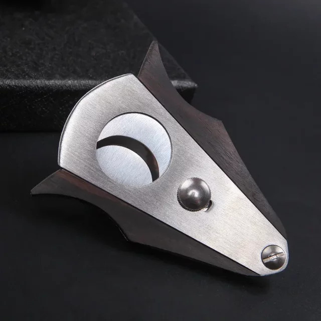 Holz Zigarren-Cutter in Gold und Braun mit scharfer Klinge als Zigarrenmesser und Guillotine-Schere - Bild 1