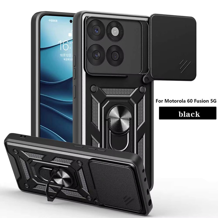 Stoßfeste Rüstungshülle mit Autohalterung und Kameraobjektivschutz für Motorola Moto Edge 60 Pro 5G sowie Moto Edge 60 Fusion 60S in Schwarz und Rot - Bild 3