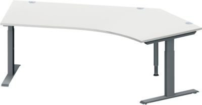 Schäfer Shop Genius Winkelschreibtisch MODENA FLEX mit 135° Winkel rechts, T-Fuß Rechteckrohr, Farbe lichtgrau/anthrazit, B: 216,5 cm, T: 80 cm, H: 65-85 cm - Bild 1