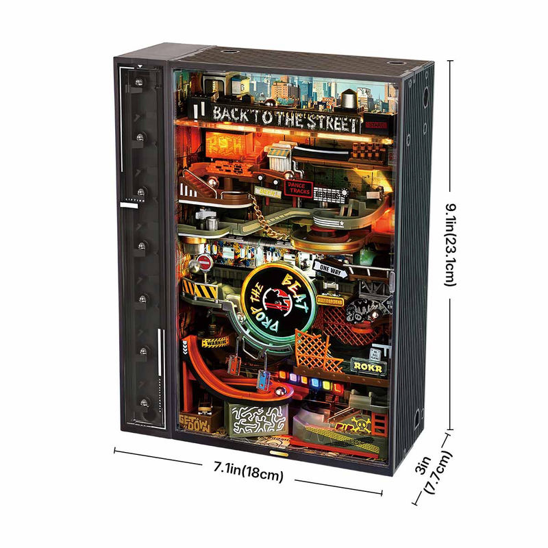 ROBOTIME ROKR Hip-Hop Street Murmelbahn Mechanisches 3D-Puzzle Cyberpunk aus Holz - Bild 2