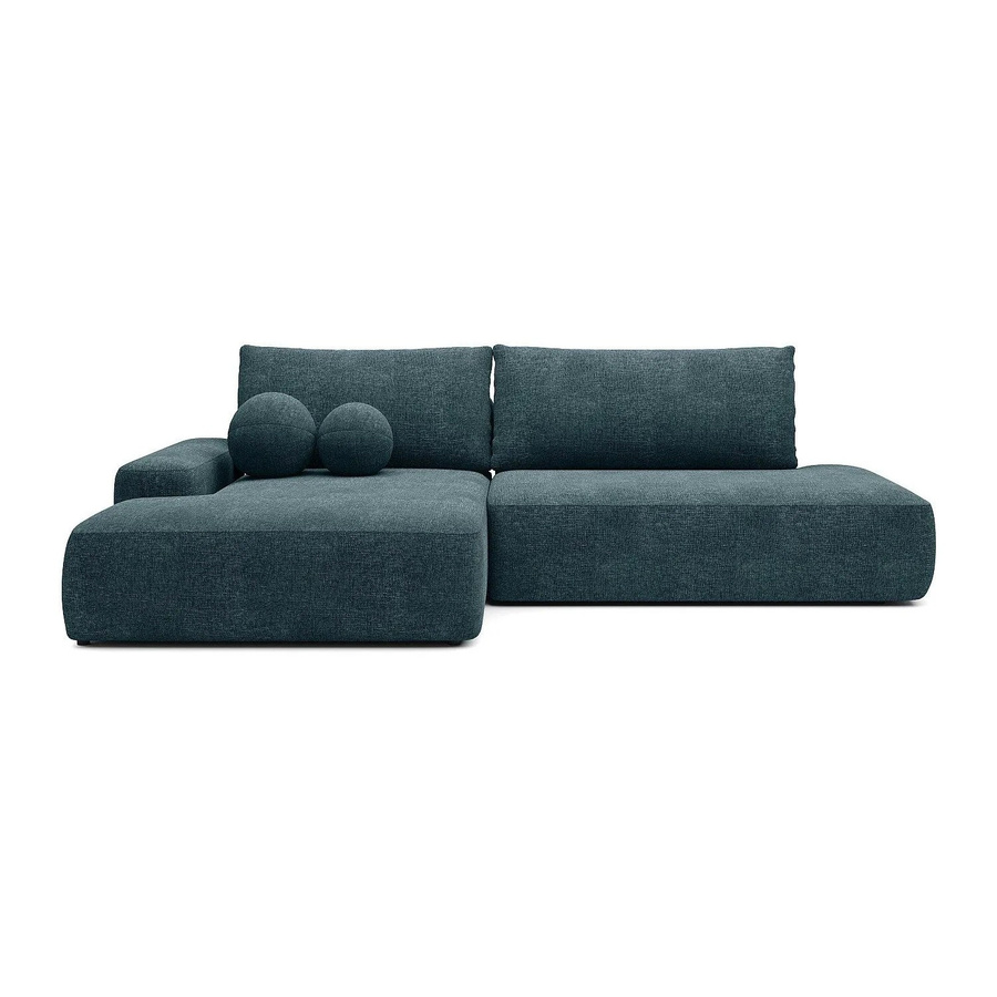 Vente-unique Schlafsofa Daviso in Blau mit L-Form und Ausziehfunktion - Bild 2