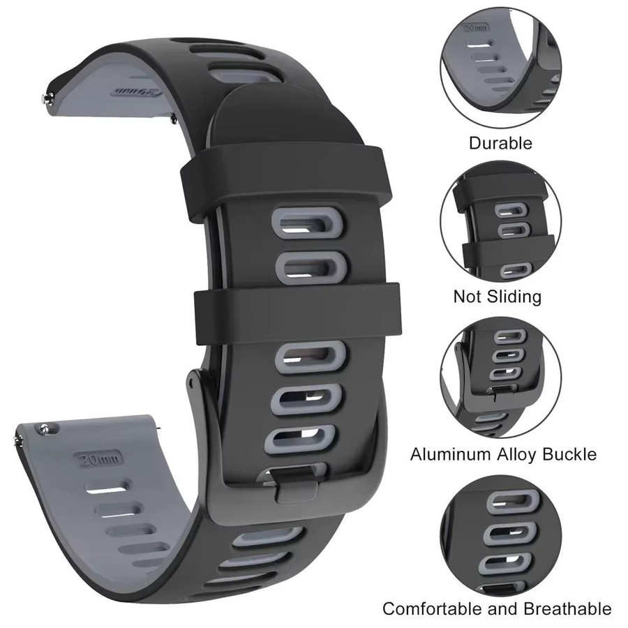 Silikonarmband, Schwarz, Unisex, 22 mm, 20 mm - Bild 2