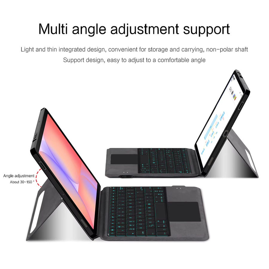 AJIUYU Tastaturabdeckung für Samsung Galaxy Tab S9 11 Zoll und Tab S10 Lite 10,9 Zoll mit Touchpad und Hintergrundbeleuchtung, Farbe: Schwarz - Bild 2