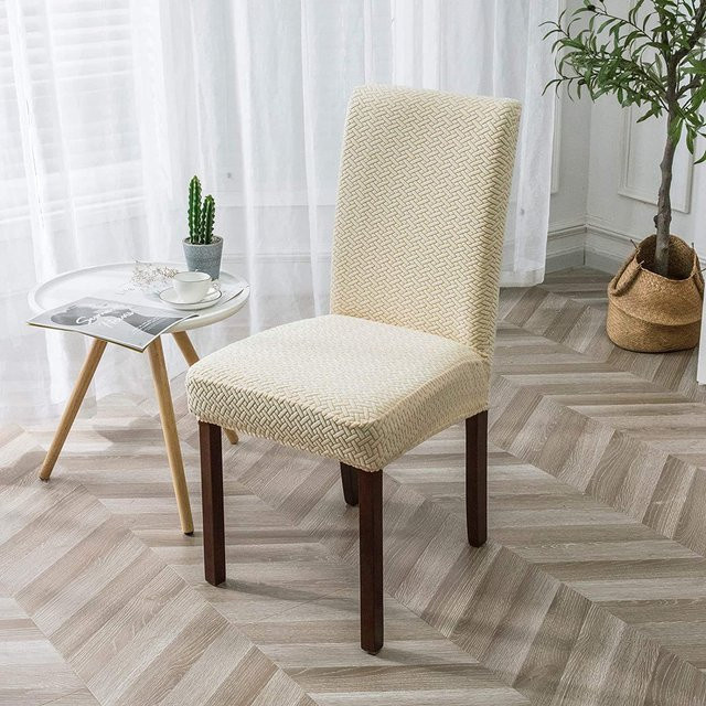 Chocolate Home Stretch-Stuhlhussen aus Samt im modernen Design, beige - Bild 1