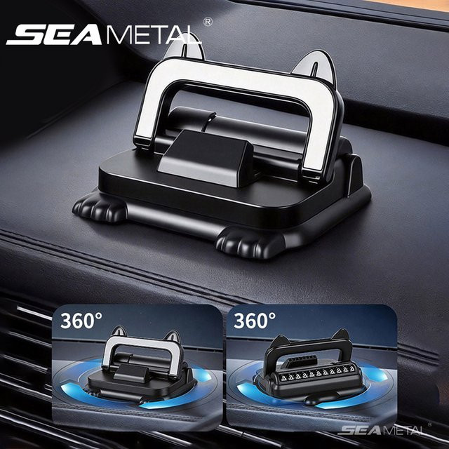 SEAMETAL Universeller 2-in-1 Auto-Handyhalter mit drehbarer GPS-Navigationshalterung und temporärem Parknummernschild in Schwarz - Bild 1