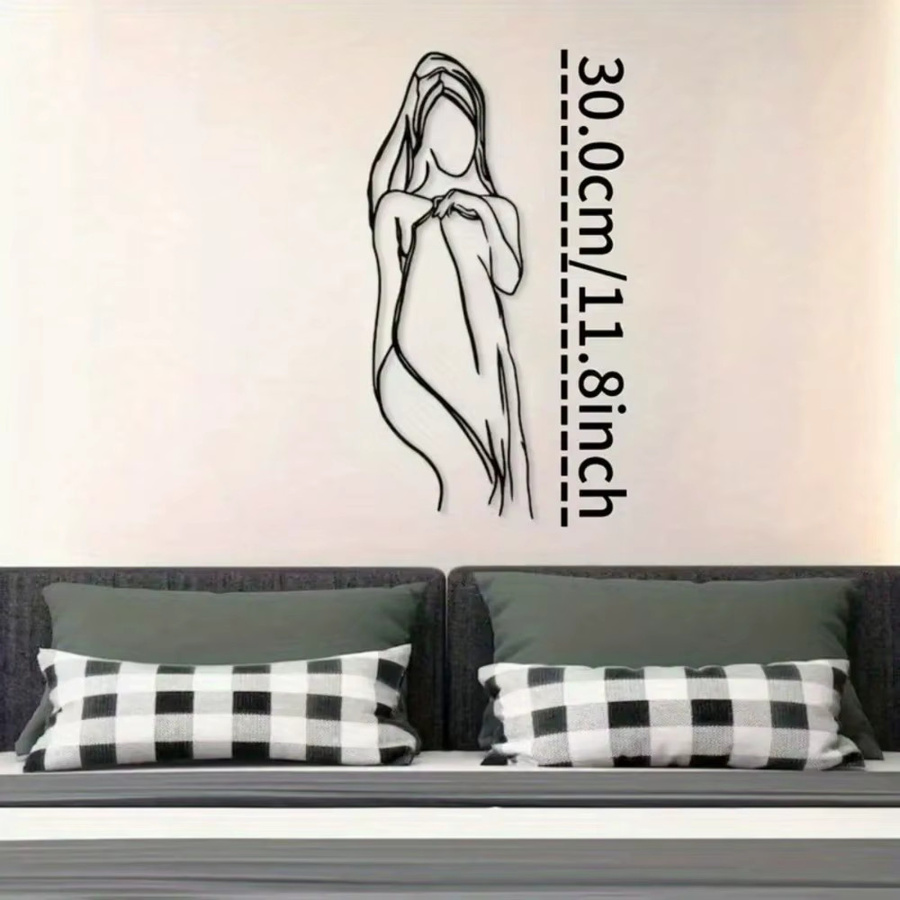CIFBUY Wanddekoration aus Metall mit minimalistischer geometrischer Linienkunst im abstrakten Portrait-Stil, Schwarz - Bild 2