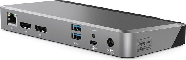 ALOGIC DX2 USB-C Dockingstation mit 2 x DisplayPort, 1GbE Ethernet und 100 Watt Ladung in Schwarz-Grau - Bild 1