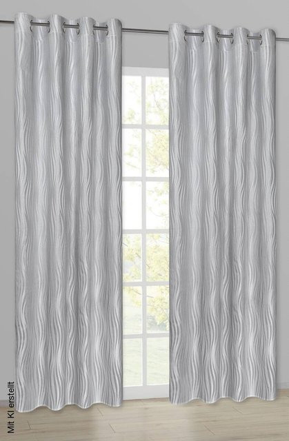 Happy Home Ösenvorhang Wellen silber B: 145 cm, H: 245 cm - Bild 1