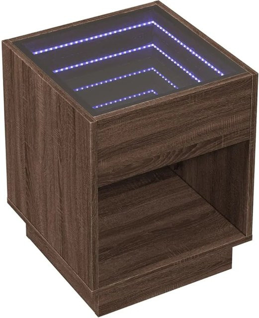 vidaXL Nachttisch mit Infinity-LED in Braun Eichen-Optik, B/T/H: 40 x 40 x 50 cm - Bild 1