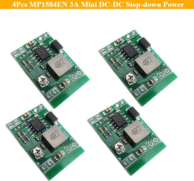 4er-Set MP1584EN Mini DC-DC Step-Down Netzteil Modul, 3A einstellbar, Farbe: Grün - Bild 1