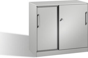 C+P Sideboard Asisto mit Schiebetüren in Lichtgrau, H 91,5 cm x B 100 cm x T 43,5 cm - Bild 1
