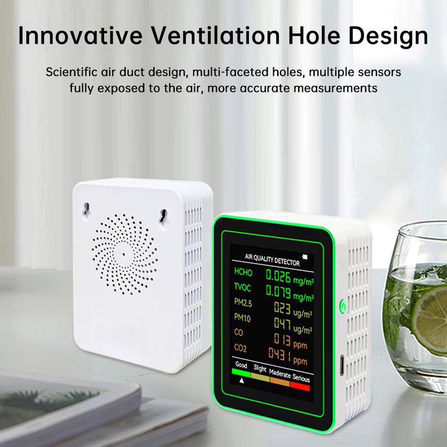 Gaqqee 6-in-1 Luftqualitätsmonitor tragbares Multifunktionsdisplay mit hochpräzisem Sensor für Zuhause und Büro - Bild 5