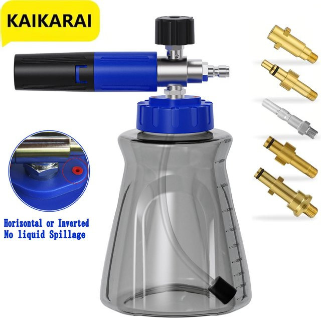 Kaikarai Schaumpistole in Blau-Schwarz mit 1/4 Zoll Schnellkupplung und auslaufsicherem Luftzufuhrventil für Bosch und Karcher - Bild 1