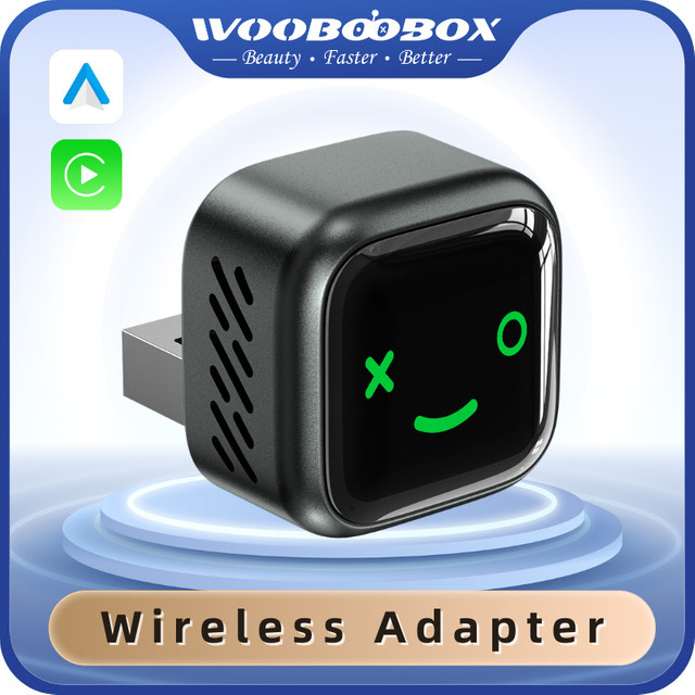 WOOBOOBOX 2in1 AI Smart Box Wireless Adapter für CarPlay und Android Auto, Schwarz, kompatibel mit Mercedes-Benz, Hyundai, Toyota, MG und Skoda - Bild 1