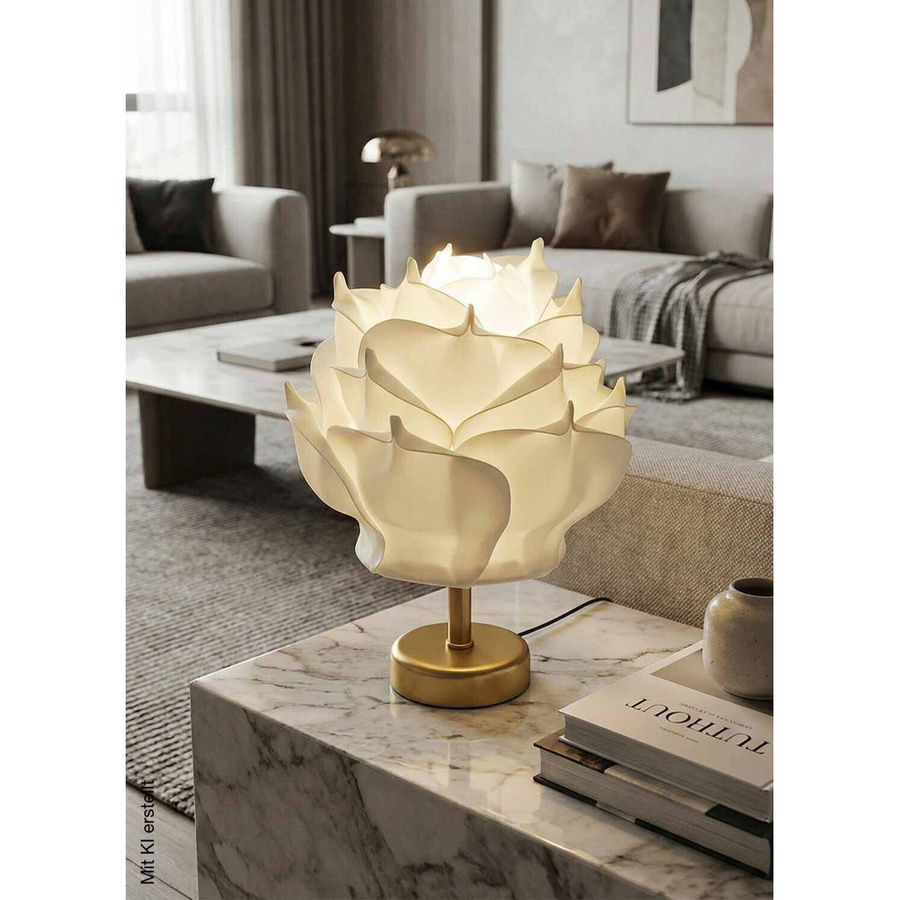 Opviq Tischleuchte aus Metall in Weiß und Gold, B/H/T: 25 x 35 x 25 cm - Bild 2