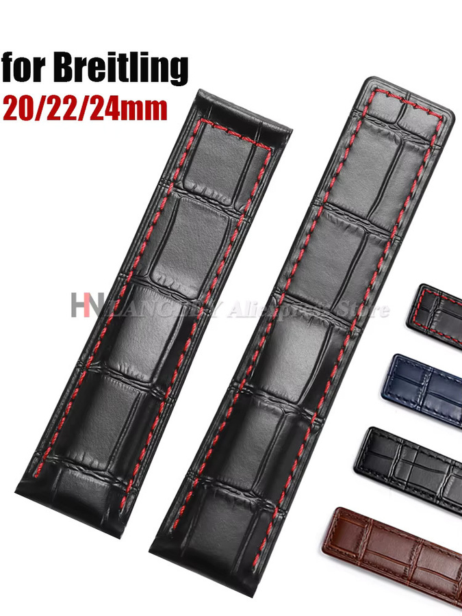 Uhrenarmband Rindsleder, Schwarz, Unisex - Bild 5
