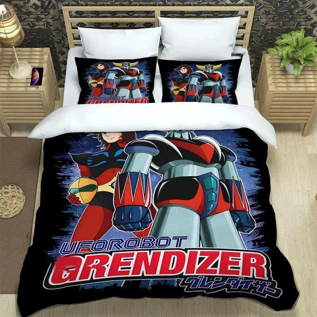 Ufo Robo Grendizer Goldorak Bettwäsche Set aus Mikrofaser mit Bettbezug und Kissenbezug, Farbe: Schwarz, B/H: 135 x 200 cm - Bild 1