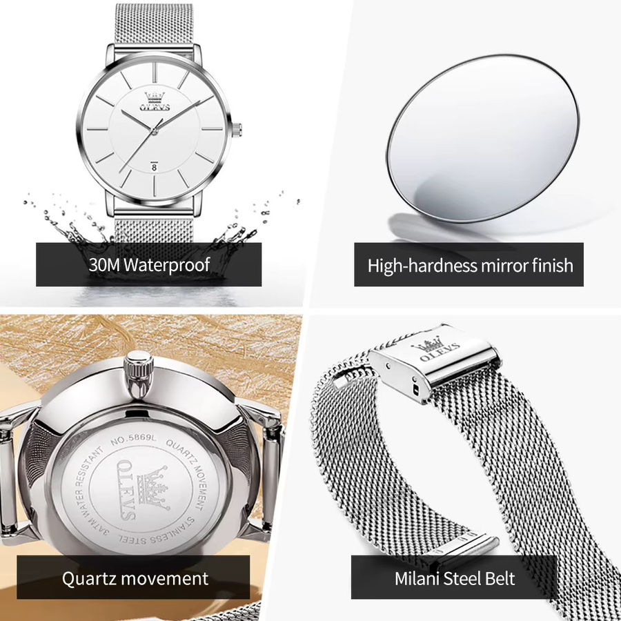 OLEVS Armbanduhr Edelstahl, Automatik, Datum, Herren - Bild 5
