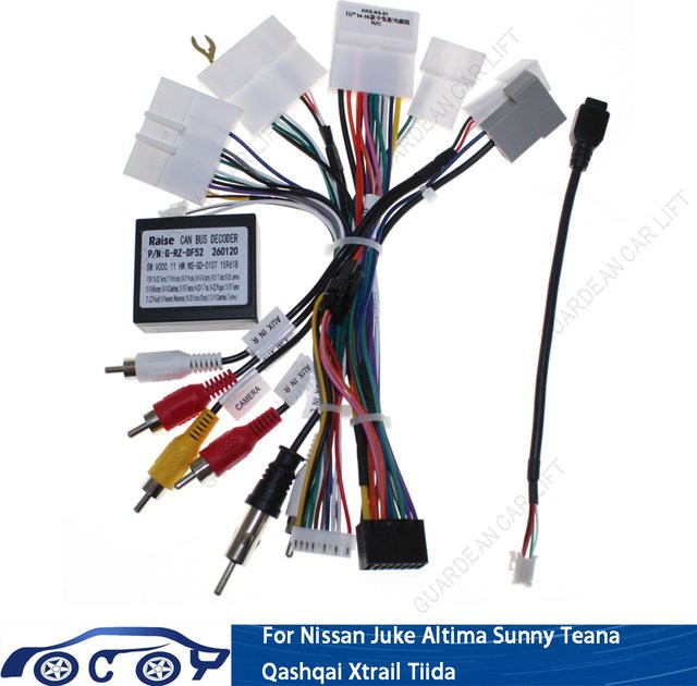 KARUISI Autoradio-Kabelsatz mit CANBUS-Stecker für Nissan Juke, Altima, Sunny, Teana, Qashqai, Xtrail und Tiida, 16-Pin-Kabeladapter, multicolour - Bild 1