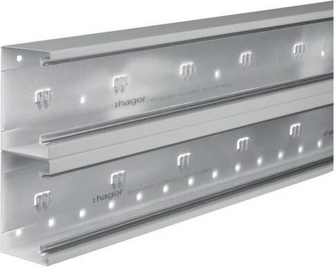 Hager Brüstungskanal Unterteil BRS652101DVERZ aus Stahl in Silber, Breite: 21 cm, Länge: 200 cm - Bild 1