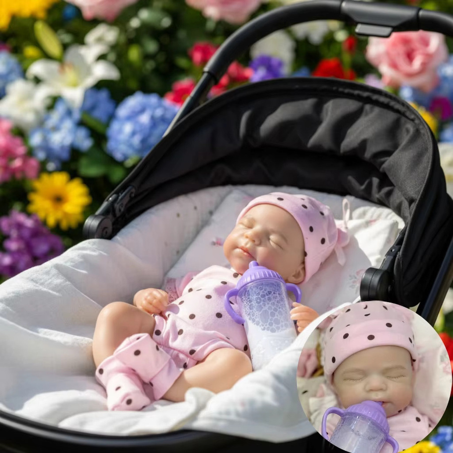 Aizwa Reborn Mädchenpuppe aus Silikon in Rosa, handgefertigte Neugeborenenpuppe mit 3D-Bemalung und beweglichem Mund, Höhe: 33 cm - Bild 3
