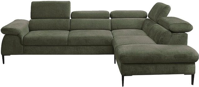 Pascal MORABITO Schlafsofa Sepina in L-Form aus Samt, Grün, 280 cm - Bild 1