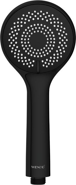Wenko Handbrause Watersaving in Schwarz Matt mit Regen- und Massagefunktion, Durchmesser: 9,5 cm - Bild 1